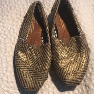 Brown and gold TOMS